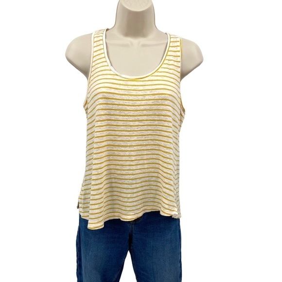 ANTHROPOLOGIE Sanctuary Striped Linen Tank White & Yellow Size XS - Picture 1 of 4